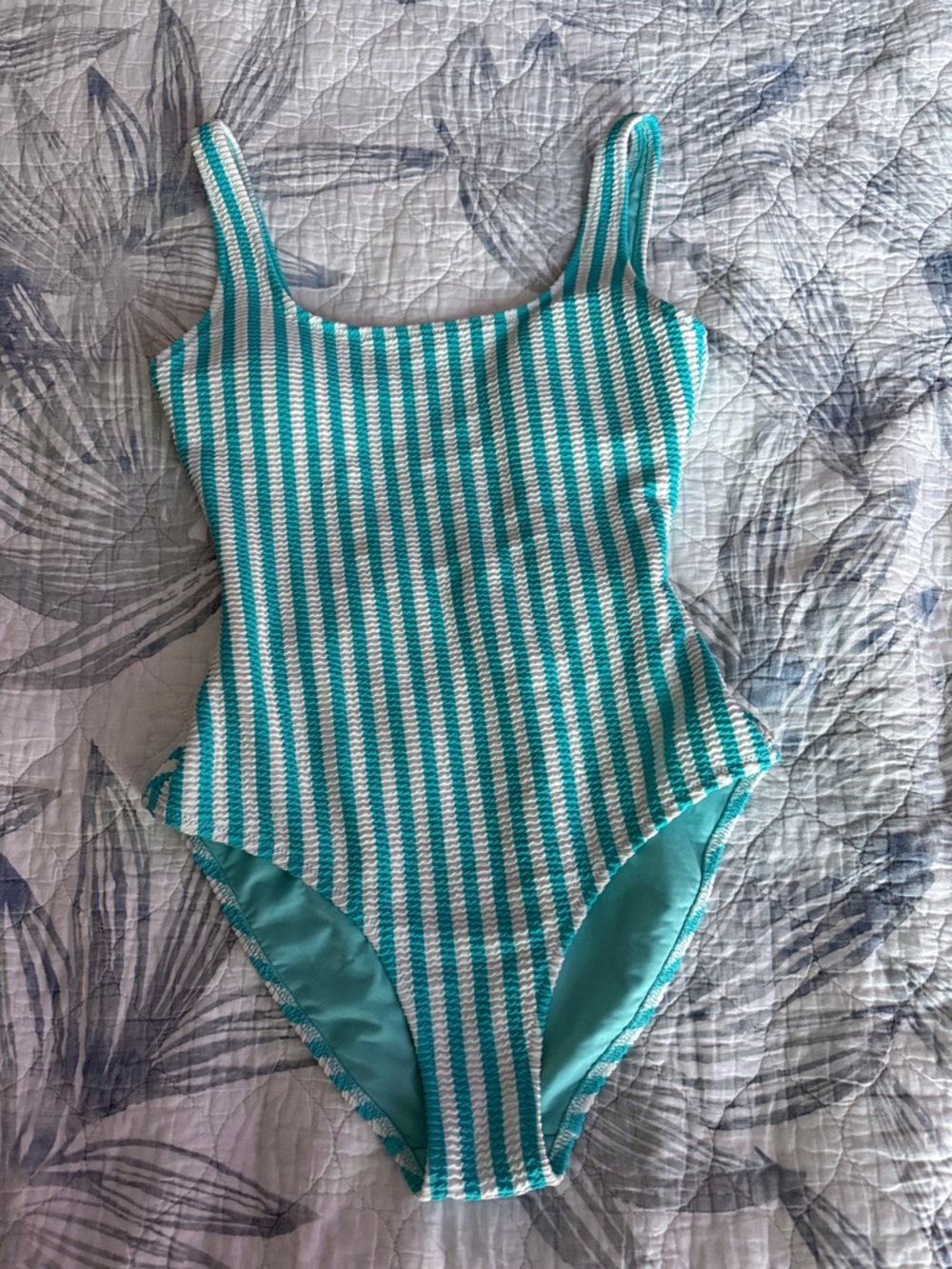 Blue an white striped aerie one piece swimsuit